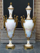 Napoleon 3 style Pair Sévres vases  in Sévres porcelain and gilded bronze, France 1880