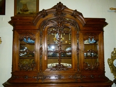 Liége style Luikse vitrine kast 19de eeuw in oak, Liége Belgium 1900