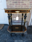 Napoleon 3 style Table  in ebonised wood with marqueterie and bronzes, France 1880