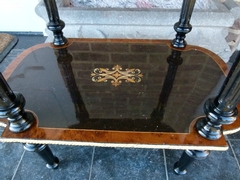 Napoleon 3 style Table  in ebonised wood with marqueterie and bronzes, France 1880