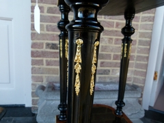 Napoleon 3 style Table  in ebonised wood with marqueterie and bronzes, France 1880