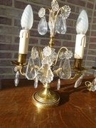 Pair tablelamps in gilded bronze and crystal, France 1920