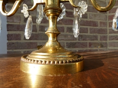 Pair tablelamps in gilded bronze and crystal, France 1920