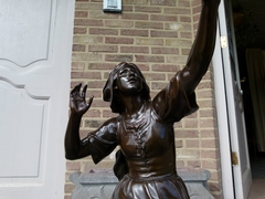 style Sculpture of Jeanne D'arc in patinated bronze, France signed by A.Allar 1880