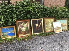 style Big lot of paintings in hand painted  1880-1990