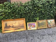 style Big lot of paintings in hand painted  1880-1990