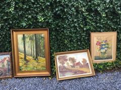 style Big lot of paintings in hand painted  1880-1990