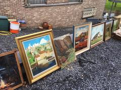 style Big lot of paintings in hand painted  1880-1990