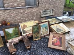 style Big lot of paintings in hand painted  1880-1990