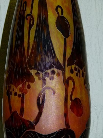 La verre Français signed big vase