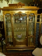 Louis 16 style display cabinet in gilded wood and plaster, France 1880