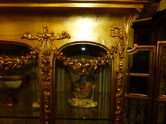 Louis 16 style display cabinet in gilded wood and plaster, France 1880