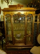 Louis 16 style display cabinet in gilded wood and plaster, France 1880