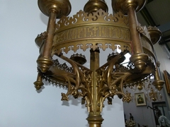 Religious style Church candelabra in bronze, Belgium,Liége 1852