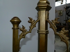 Religious style Church candelabra in bronze, Belgium,Liége 1852