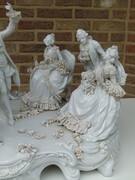 style A monumental group of a musical family in Volkstedt white porcelain, Germany 1940