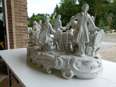 style A monumental group of a musical family in Volkstedt white porcelain, Germany 1940