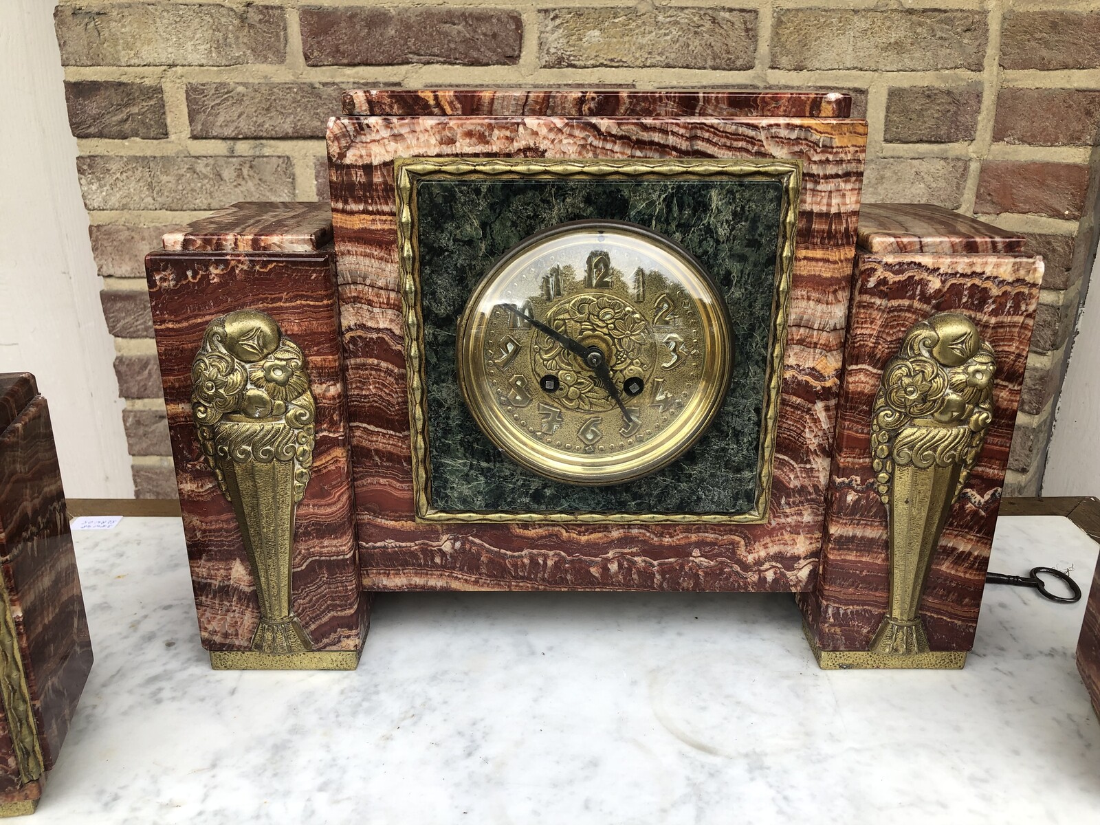 Art-deco 3 pieces clockset