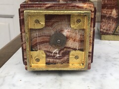 Art-deco style 3 pieces clockset in marble and bronze, France 1930