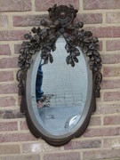 Art-deco style Pair oval mirrors in silver plated metal, Belgium 1920