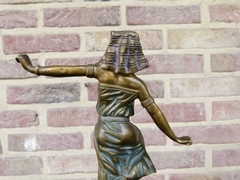 Art-deco style Sculpture of a oriental dancing lady by Omerth  in patinated bronze on marble base, France 1925