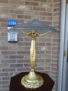 Art-deco style Table lamp with flowers in gilded bronze and opalised glass, France 1930