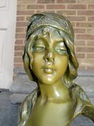 Art-nouveau style Bronze buste of a lady by E.Villanis in patinated bronze with foundry stamp, France 1890