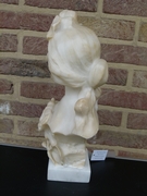 Art-nouveau style Buste of a young lady by P.Philippe in alabaster, France 1900