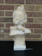 Art-nouveau style Buste of a young lady by P.Philippe in alabaster, France 1900