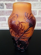 Art-nouveau style Gallé Vase  in etched cameo glass, France 1900