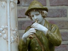 Art-nouveau style Huge vase with a boy and sheeps in Royal Dux porcelain, Austria 1900