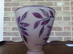 Art nouveau style Moda signed Vase in etched glass, France 1920