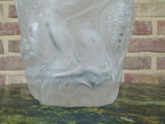 Art-nouveau style Opalescent glass vase with putti signed Cros in glass, France 1900