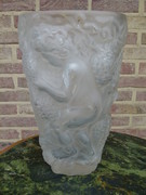 Art-nouveau style Opalescent glass vase with putti signed Cros in glass, France 1900