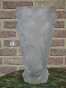 Art-nouveau style Opalescent glass vase with putti signed Cros in glass, France 1900