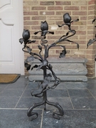 Art-nouveau style Pair candelabra in wrought iron stamped JH, France 1900