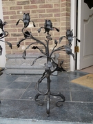 Art-nouveau style Pair candelabra in wrought iron stamped JH, France 1900