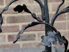 Art-nouveau style Pair candelabra in wrought iron stamped JH, France 1900