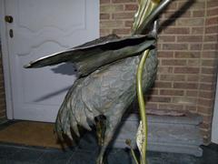 Art-nouveau style patinated bronze lamp with a bird in patinated bronze, France 1900