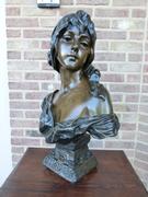 Art-nouveau style Sculpture buste of a lady by E. Villanis 