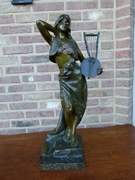 Art-nouveau style Sculpture by E.Villanis of a gipsy lady 