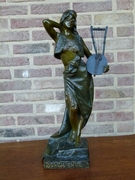 Art-nouveau style Sculpture by E.Villanis of a gipsy lady 