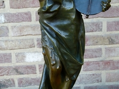 Art-nouveau style Sculpture by E.Villanis of a gipsy lady 