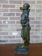 Art-nouveau style Sculpture by E.Villanis of a gipsy lady 