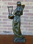 Art-nouveau style Sculpture by E.Villanis of a gipsy lady 