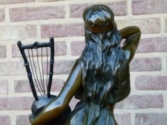 Art-nouveau style Sculpture by E.Villanis of a gipsy lady 