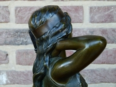 Art-nouveau style Sculpture by E.Villanis of a gipsy lady 