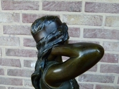 Art-nouveau style Sculpture by E.Villanis of a gipsy lady 