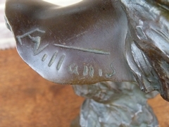 Art-nouveau style Sculpture by E.Villanis of a lady,s buste with foundry stamp in patinated bronze, France 1890