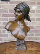 Art-nouveau style Sculpture of a lady,s buste by E. Villanis 